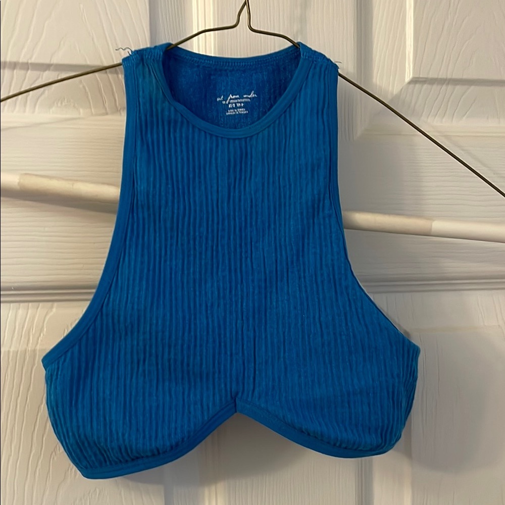 UO Out From Under Blue Ribbed Crop Bra Top